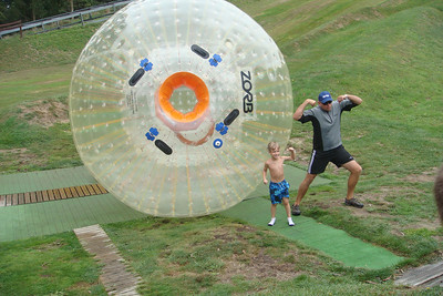 Benji flexing after his Zorb experience