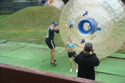 Alayna celebrating her Zorb ride