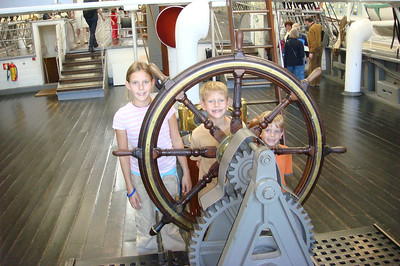 at the wheel of the polar ship, Fram