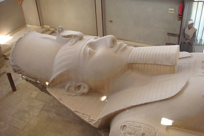 a massive limestone statue of Ramses II