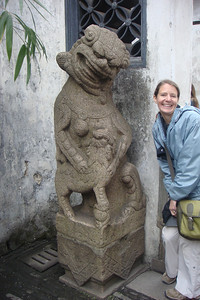 Meredith and a happy lion