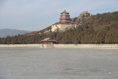 the frozen lake surrounding the Summer Palace