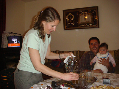 Meredith pouring Moroccan mint tea