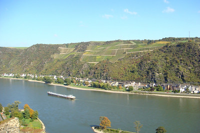 a postcard view of the Rhine from Rheinfels Castle